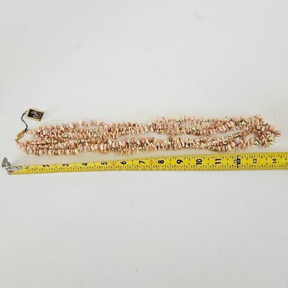Vintage Jewels By Carle Deadstock Pink Coral Chip Triple Strand Beaded Necklace - Picture 13 of 13